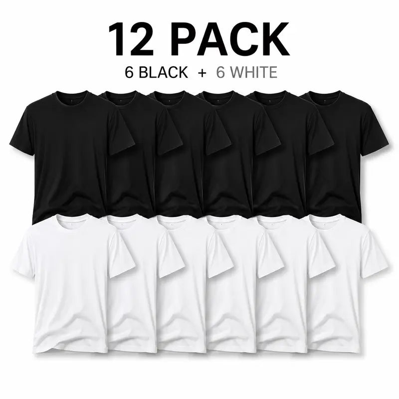 Men's Basic Cotton T-Shirts 10-Pack ($34.99) - Unisex Loose Soft Shortsleeve Crew Neck Tops, Aesthetic Minimal Streetwear, Summer Layering Essentials (2 Black, 2 White & 6 Mixed Colors)