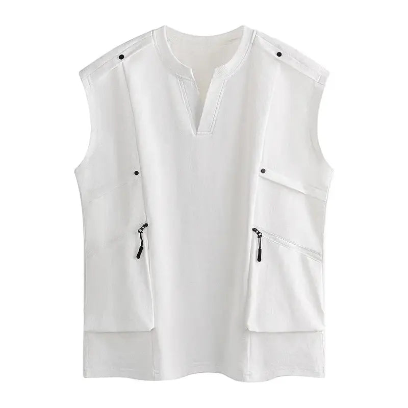 2-Pack Men’s Minimalist Cargo Vest – Loose Fit Breathable Sleeveless Shirt for Everyday Casual Wear