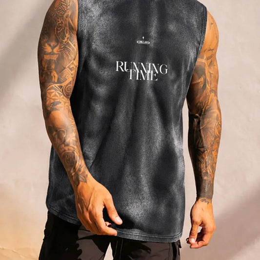 Men's Fashion Streetwear Digital Print Full-Body Graphic Vest, Wide Shoulder Design, Casual Loose-Fitting Top, No Collar, No Button, No Zipper