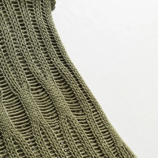 Olive Hollow Out Knit Sleeveless Vest, Knitted Vest, Men's Loose Fit Breathable Classic Top, Wave Pattern Design, Casual Style, Perfect for Daily Wear, Menswear