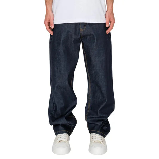 VICTORIOUS TERRA Men's Baggy Fit Raw Denim Jeans, 5-Pocket Streetwear Style in Breathable Stretch Cotton, Fabric, Soft, Stylish, Casual, Classic, Menswear, Hem