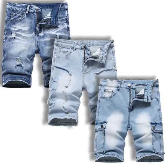 JUNBAOSS Men's Multi Pack Slim Fit Stretch Denim Shorts Ripped Skinny Jean Shorts for Men,Fashion Straight Comfort Flex Waist Short Jean