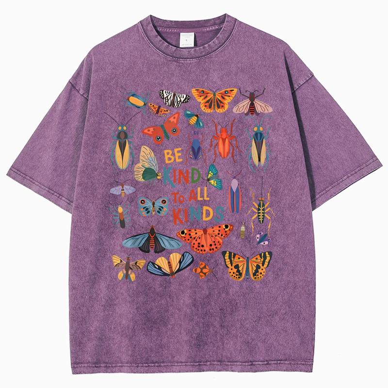 Men's Cotton Tshirt - Vintage 90s "Be Kind To All Kinds Insect Bugs" Graphic Top, Oversized Trendy Menswear Streetwear, Casual Vacation Outfit
