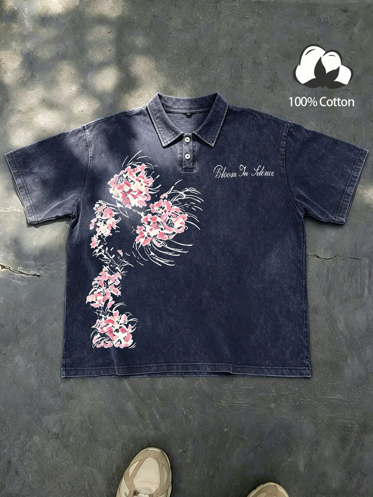 Unisex 100% Cotton Washed Vintage Spider Lily Print Oversized T-Shirt | Y2K Dark Gothic High Street American Retro Streetwear Top