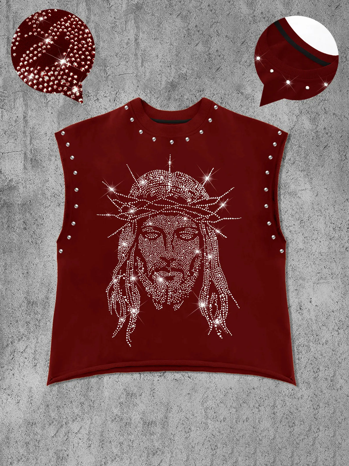 Men's Casual Vest with Embroidered Jesus Print, Comfortable and Durable, Regular Fit, Graphic Style, All Seasons Wear
