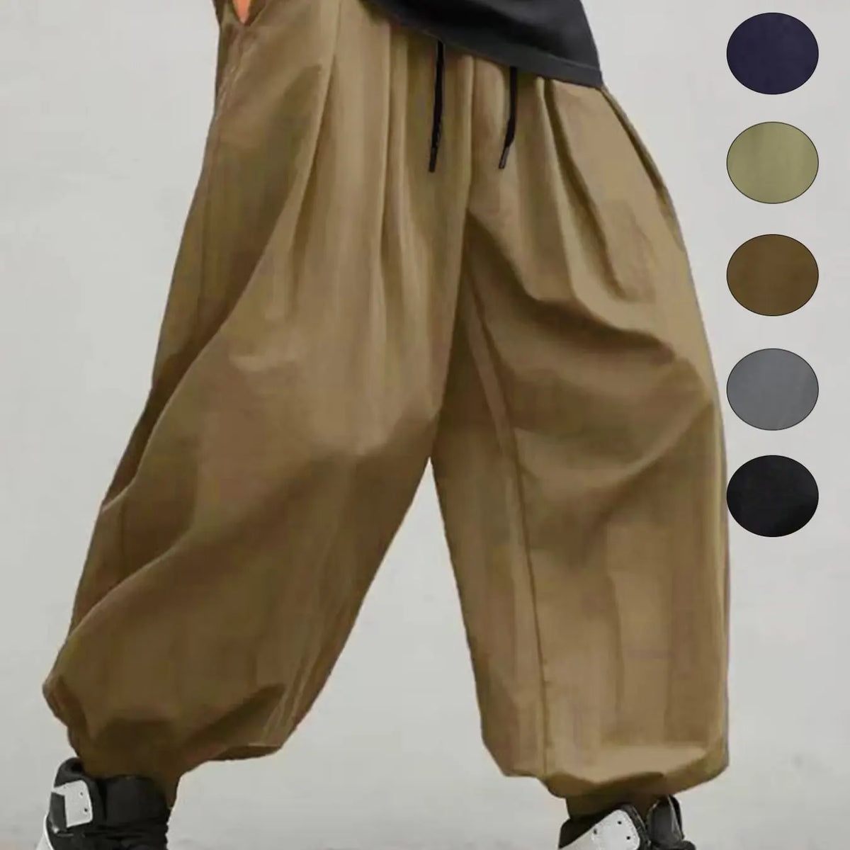 Men's Plain Waist Pants, Loose Fitting Drawstring, Loose Oversized Casual Comfy Breathable Pocket Jogger Pants for Spring & Fall, Fashion Men's Bottoms for Daily Wear