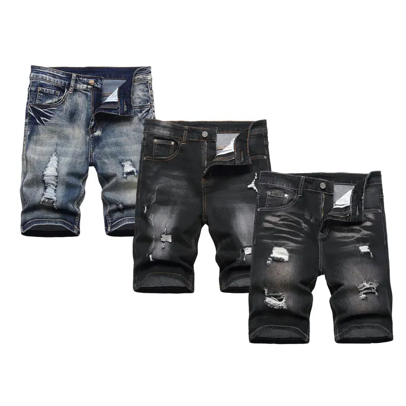 JUNBAOSS Men's Multi Pack Slim Fit Stretch Denim Shorts Ripped Skinny Jean Shorts for Men,Fashion Straight Comfort Flex Waist Short Jean