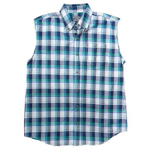 Mens Sleeveless Checkered Shirt - Assorted Colors