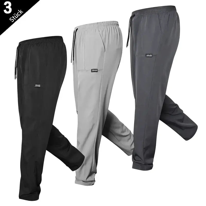 Men's 5 Piece Stylish Classic Casual Pants Set High Stretch Composite Fabric, Plain Regular Fit, Elastic Drawstring Waist, All Season Sporty Chic Clothes, Ideal for Daily Wear, Father's Day Gifts, Basics