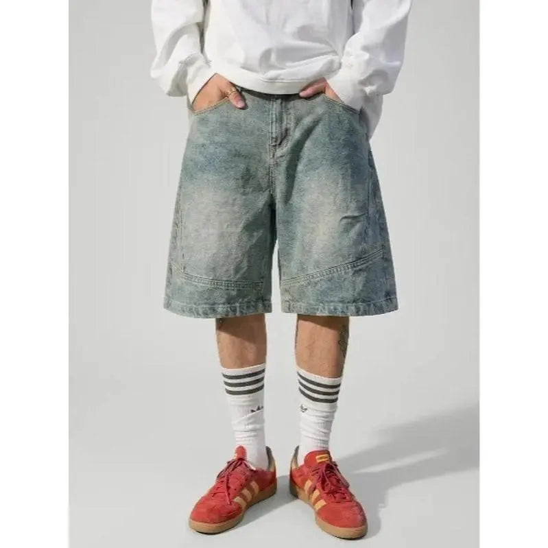 CAONAT Men’s Denim Shorts - Loose Fit Soft Menswear Jorts with Pockets, Lightweight Casual Clothes for Summer Streetwear Daily Wear, Classic Men's Bottoms, Jean Shorts, Men's Clothing