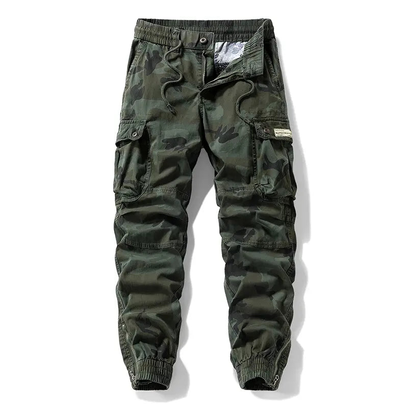 Men's Loose Casual Cargo Pants - Black Menswear with Drawstring Cuffs, Multiple Pockets, Drawstring Fit, Stylish Retro Casual Edge, All Seasons, Back to School First Day Outfits