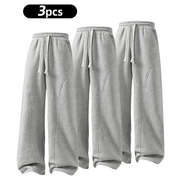 summervibes Men's Solid-Color Drawstring Pants with Curved Blade Design—relaxed fit suitable for all seasons. Street-style men's trousers perfect for everyday wear and layering. Menswear Beige daily wear pant