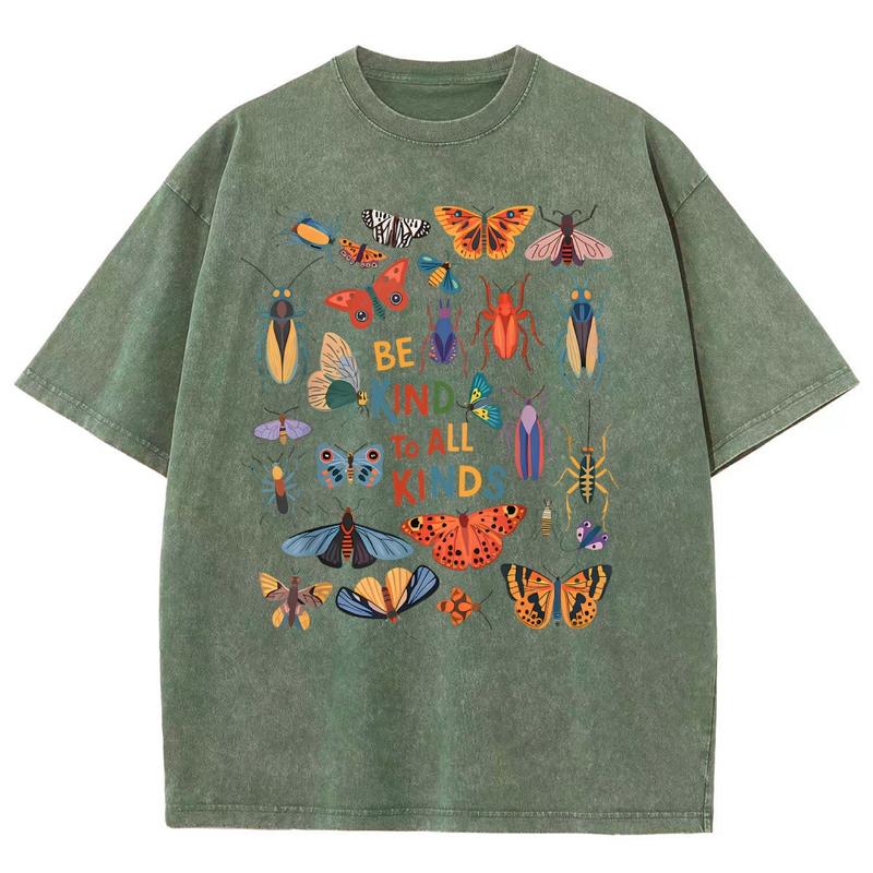 Men's Cotton Tshirt - Vintage 90s "Be Kind To All Kinds Insect Bugs" Graphic Top, Oversized Trendy Menswear Streetwear, Casual Vacation Outfit