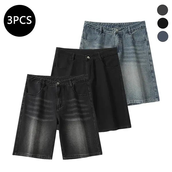 Men’s summer mid-thigh denim shorts — trendy streetwear shorts for summer, casual loose fit, versatile men’s pants