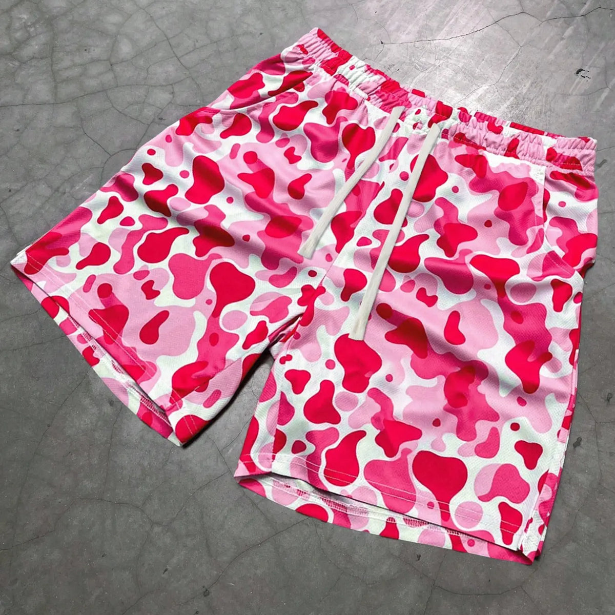 Men's One-Piece Short Pants, Beach Vacation Shorts, Summer Shorts, Lightweight Mesh Fabric, Camo Leopard Print, High Street Style, Casual Commute Wear, Casual Streetwear Shorts, Casual Fashionable Shorts